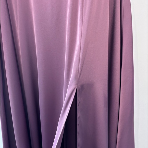 Azazie Bondi Amethyst Mauve Flutter Sleeve Square Neck Slit Bridesmaid Dress NWT - Picture 6 of 10